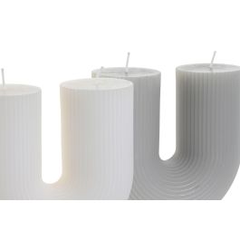DKD Home Decor Vela Urban Decorativa de Cera Gris Blanco, 405 gr, 26h de Duración - Pack 12 Unidades (5x11x11 cm)