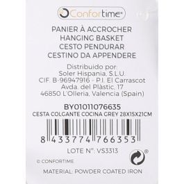 Cesta Colgante para Cocina Grey 28x15x21 cm - Confortime (12 Unidades) Cesta Colgante para Cocina Grey 28x15x21 cm - Confortime (12 Unidades)