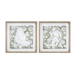 DKD Home Decor Cuadro Scandi Verde Blanco Lienzo MDF Mujer Flores 42 x 42 cm (2 Unidades) Precio: 26.48448. SKU: S3018121