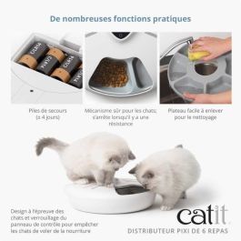 CATIT CAT1695976570757 Dispensador de comida conectado para gatos PIXI SMART 6 x 170 ml con pantalla táctil LCD y bolsas de hielo