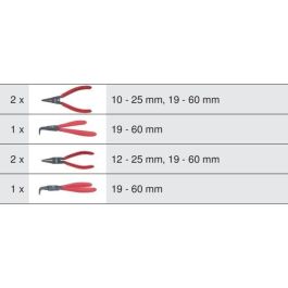 KSTOOLS KST4042146563533 Módulo de 6 Alicates para Anillos de Retención, Espuma Imputrescible Corte Láser