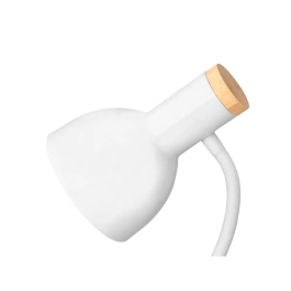 Q-connect Lampara Escritorio Orion Metalica con Detalles Madera Brazo Flexible Color Blanco Oficina 145x330x145 mm