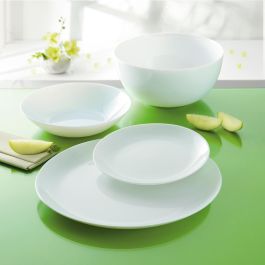 Luminarc Vajilla Opal Diwali 19 Piezas para 6 Personas - Vidrio Templado Extra Resistente Blanco