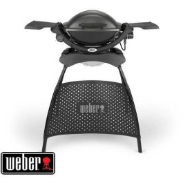 Weber Q 1400 Parrilla Eléctrica de Pie, Barbacoa Compacta y Fácil de Usar con Conexión Instantánea, Ideal para Balcones