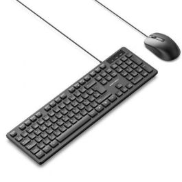 Vention KTCB0-ES Teclado y Ratón Combo 104 Teclas Ergonómico, Mouse 1200 DPI, Cable USB-A, Plug & Play Multiplataforma