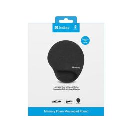 Sandberg Alfombrilla Ratón Redonda con Soporte Muñeca Memory Foam | Descanso Confortable