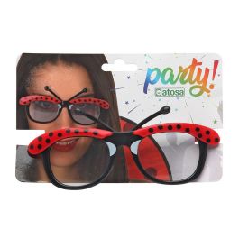 Gafas de Mariquita Rojo y Negro con Antenas Móviles para Mujer Adulto - Accesorio de Fiesta Temático Animales