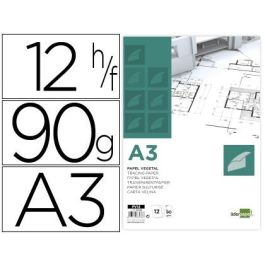 Papel Dibujo Liderpapel A3 297x420 mm 90 gr-M2 Vegetal Sobre De 12 Hojas