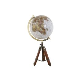 DKD Home Decor Globo Terraqueo Vintage Marron con Base Tripode de Madera y Esfera de PVC. Decoración Hogar Oficina. Diámetro 25cm, Altura 55cm.