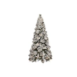 DKD Home Decor Árbol de Navidad Artificial Alpina Blanco PVC con Luz Cálida LED, Piñas, 1312 Ramas y 240 cm Alto