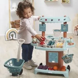 Ecoiffier Puesto de Mercado Eco-Responsable Vert Azur Juguete para Niños a Partir de 18 Meses con Accesorios y Balanza Fabricado en Francia