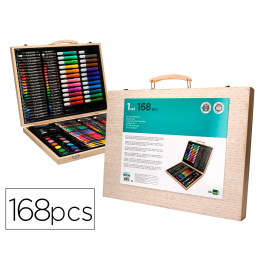 Liderpapel Estuche de Pintura 168 Piezas Maletín Madera 39,3x30x4,8 cm Precio: 22.49999961. SKU: B1JVCRP6TM