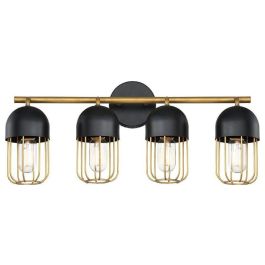 DKD Home Decor Lámpara de Techo Colgante Estilo Loft Metal Negro y Dorado, con 4 Bombillas Casquillo E27, Max. 50W, Dimensiones 11 x 26 x 60 cm Precio: 76.3026. SKU: S3031456