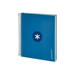 Antartik Cuaderno espiral A5 120h 90 gr cuadro 5mm 5 bandas6 taladros tapa forrada azul oscuro