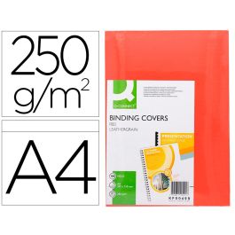 Tapa De Encuadernacion Q-Connect Carton Din A4 Rojo Simil Piel 250 gr Caja De 100 Unidades