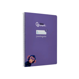 Liderpapel Cuaderno espiral Pautaguía A4 Tapa Blanda 80 Hojas 75gr Cuadro Pautado 5mm Lila