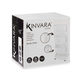 Kinvara Verdulero Plástico 3 Alturas con Ruedas, Blanco, 33x11.2x42 cm
