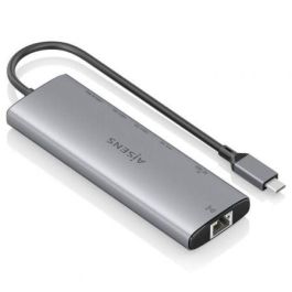 Aisens ASUC-8P033-GR Docking USB Tipo-C 8 en 1 HDMI 4K, USB-A/C 10G, RJ45 Gigabit, Lector Tarjetas, USB-C PD 100W Gris