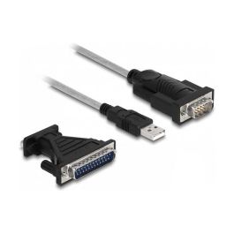 DeLOCK Adaptador USB 2.0 a RS-232 Serial, USB Tipo-A Macho a D-Sub 9 Hembra + D-Sub 25, 1.8 m, Negro
