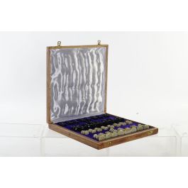 DKD Home Decor Juego de Ajedrez Estilo Colonial Madera Sheesham y Piedra Marrón Blanco Set de 2 piezas 30.5 x 30 x 4.5 cm