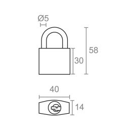 Micel Candado de arco normal CN17, latón, 40 mm