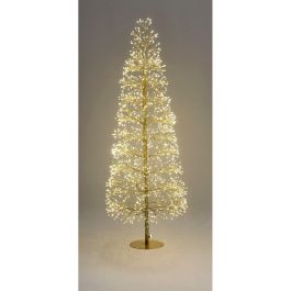 DKD Home Decor Árbol de Navidad Moderno con Luz LED Cálida, Color Dorado, 120 cm Alto