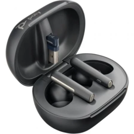 Poly Voyager Free 60+ UC M Auriculares Bluetooth con Estuche de Carga y Adaptador BT700, Negros