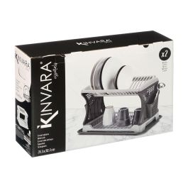 Kinvara Escurreplatos Doble Altura de Plástico Gris 46 x 13 x 30 cm