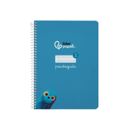 Liderpapel Cuaderno Espiral A5 Pautaguía Tapa Dura 80 Hojas 90gr Cuadro Pautado 3mm Color Azul
