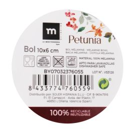 Bol de melamina Petunia 10x6 cm brillo - La Mediterranea (24 Unidades) Precio: 28.69000024. SKU: B1DJNVJR7G