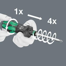 Wera 826 T Bits-Handhalter Rapidaptor Kraftform Turbo, destornillador ergonómico para puntas