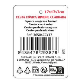 Inde Cesta Cónica de Mimbre Cuadrada 17x17x7 cm (18 Unidades)