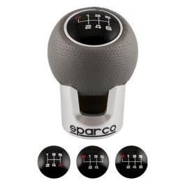 SPARCO SPC0105GR Pomo Palanca de Cambios Lazio Cromado y Gris de Aluminio y Polipiel con Dibujo Intercambiable Deportivo