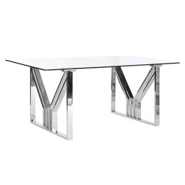 DKD Home Decor Mesa de Comedor Moderna Plateada Transparente Acero y Cristal 180 x 90 x 75 cm Precio: 384.49999995. SKU: S3034272