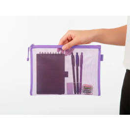 Liderpapel Bolsa Zipper Bag Multiusos Transpirable Poliester DIN A5 Morado Pastel 175x235mm