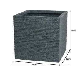 Strata STR5021711055719 Maceta Cuadrada L Pizarra de 38 cm x 39 cm de alto, Color Ceniza