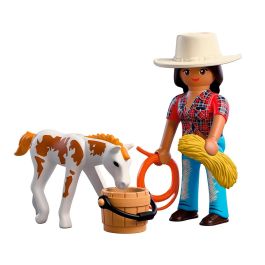 PLAYMOBIL Jinete Con Caballo 72026 - Duo Pack, Figura de Vaquera y Potro Moteado con Accesorios, Juguete +4 años