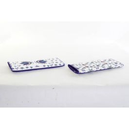 DKD Home Decor Tapete Decorativo Tradicional Azulejos Retro Azul y Blanco Microfibra de Poliéster 50x38x0.5 cm (12 Unidades)