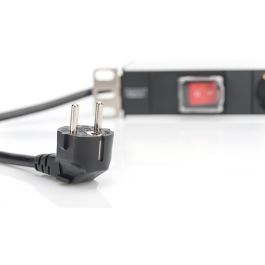 Digitus Regleta de Enchufes con Interruptor, 7 Tomas Tipo F, Perfil Aluminio, Cable 2m, Color Negro