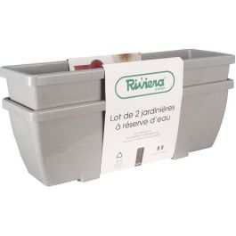Jardinera RIVIERA EVA - Juego de 2 jardineras - Plástico - 57 cm - Piedra Precio: 49.69000036. SKU: B12XRGD47J