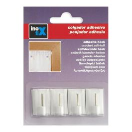 Inofix Colgador adhesivo visillos blanco 2042-2-000, Gancho portavisillos en PVC, Blister 4 unid.