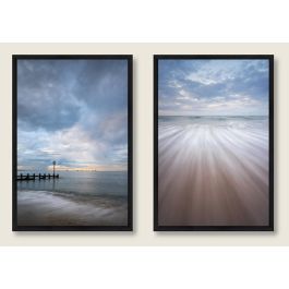 DKD Home Decor Cuadro Lienzo Atlántico Océano Azul Negro 60x40 cm (Set de 2 Unidades)