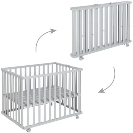 Roba Parque infantil plegable LITTLE STARS ROB4005317315416 75 x 100 cm Altura regulable 4 ruedas con freno Madera lacada gris topo Estampado estrellas Precio: 191.89000017. SKU: B1CRTS6RCF