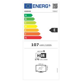 Hisense 75E6NT - Televisor Smart TV 4K Ultra HD 75" (189 cm) LED, VIDAA, HDR10+, Dolby Vision, 60 Hz, 3x HDMI, WiFi, Bluetooth, Negro