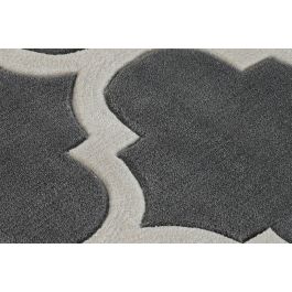 DKD Home Decor Alfombra Árabe Étnica Gris Crema 100% Poliéster 180x120 cm 1800 gsm