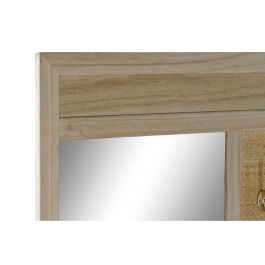 Perchero con espejo Home ESPRIT Natural Ratán Madera de Paulonia Espejo 92 x 40 x 181 cm