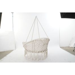 DKD Home Decor Silla Colgante para Terraza y Jardín Beige Algodón y Poliéster 100 x 80 x 145 cm