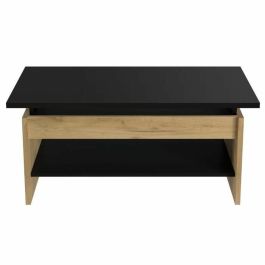 Happy Mesa de Centro Elevable Estilo Industrial en Roble y Melamina Negra, con Estante, L 100 x P 50 x H 44 cm Happy Mesa de Centro Elevable Estilo Industrial en Roble y Melamina Negra, con Estante, L 100 x P 50 x H 44 cm