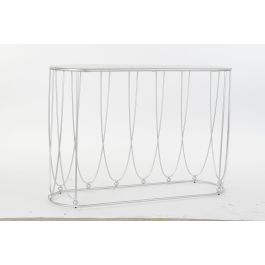 DKD Home Decor Consola Chic de Mármol Blanco y Estructura de Metal Plateado. Mueble de Recibidor. Medidas: 115x35x78 cm