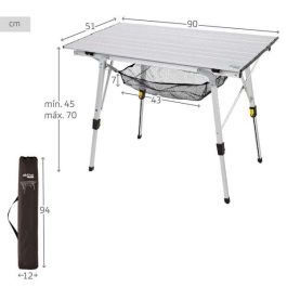 Mesa camping plegable compacta aluminio 90x51x45/70 Mesa camping plegable compacta aluminio 90x51x45/70